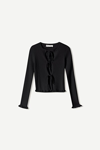 Bershka Tied Cardigan With Ruffles