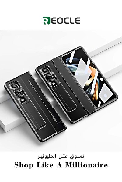 REOCLE غلاف هاتف مع واقي شاشة شفاف غير لامع مع حامل مفصلي لهاتف Samsung Galax...