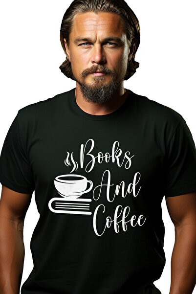 StoryGift Romania Tricou bărbătesc pentru iubitorii de cafea și cărți, cu imp...