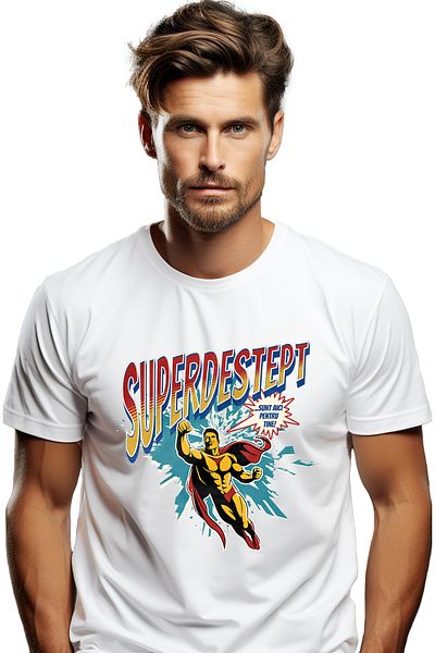 StoryGift Romania Men's T-Shirt Super Smart Superhero I'm Here For You with Front Print, 100% Cotton