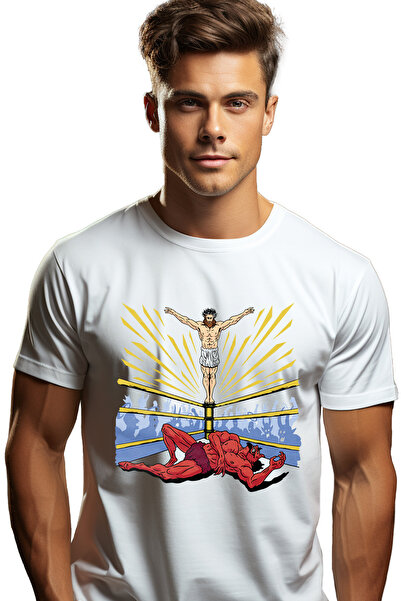 StoryGift Romania Tricou Barbati Cu Iisus In Ring Invingator Fata De Drac, Cr...