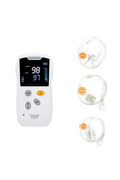 ACCURATE Accurate HS10A portable pulse oximeter, neonatal sensor, pediatric sensor, adult sensor, LCD display