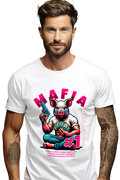 StoryGift Romania Tricou Barbati Porc Mafia Pistol Bani Capitol 1 Lume Digita...