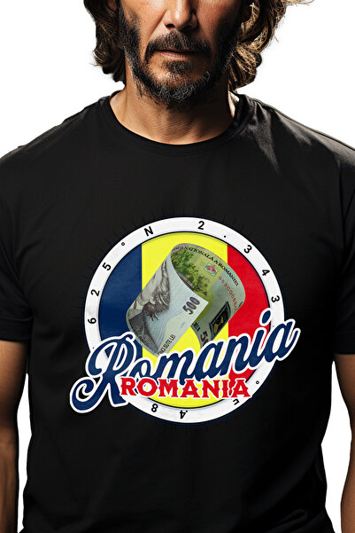 StoryGift Romania Tricou Barbati Romania - Bancnota De 500 Lei Cu Imprimeu Pe...