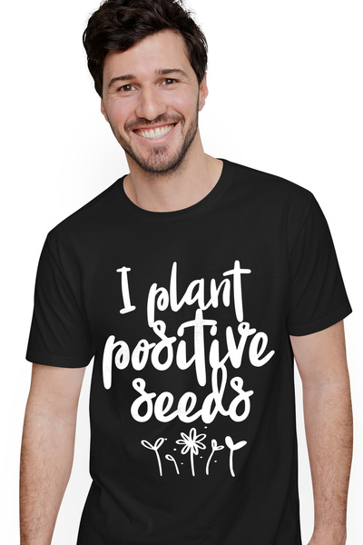 StoryGift Romania Tricou Barbati Cu Floricele Si Mesajul "i Plant Positive Se...