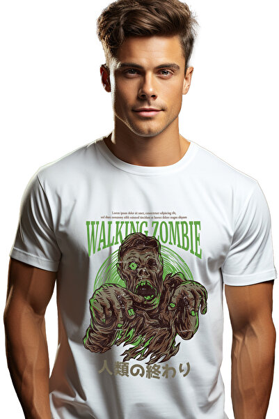 StoryGift Romania Tricou bărbătesc cu portret de zombi îngrozitori, text în e...