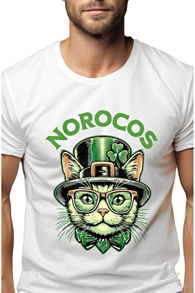 StoryGift Romania Tricou Barbati Pisica Cu Palarie Inalta Si Trifoi Text Noro...