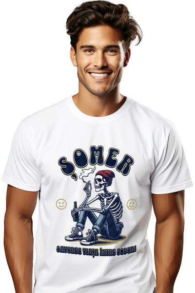 StoryGift Romania Tricou Barbati Schelete Fumand Somer. Savurez Viața Între J...