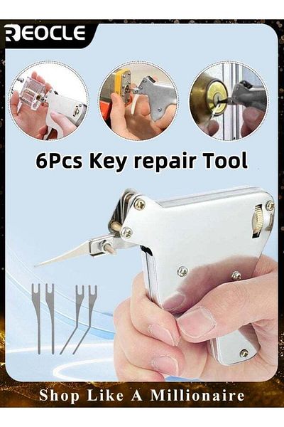 REOCLE 6-in-1 Stainless Steel Key Decoder Tool Precision Key Gauge Durable Handheld Lock Decoding Tool