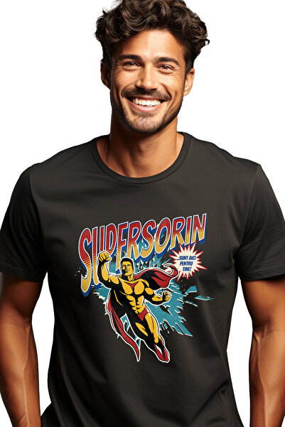 StoryGift Romania Ανδρικό T-Shirt Super Sorin, με στάμπα  "Superhero I'm Here...
