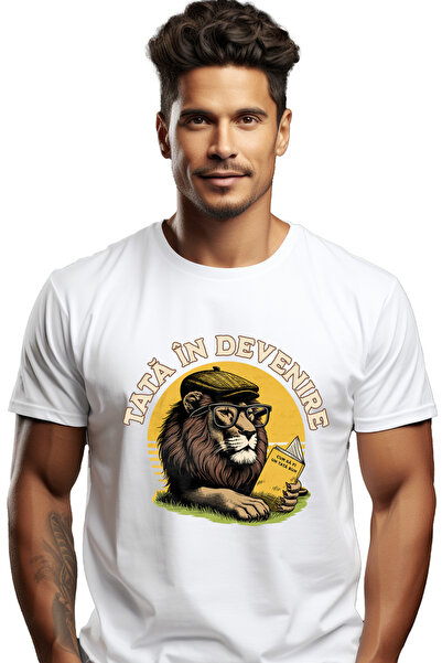 StoryGift Romania Tricou Barbati Tata În Devenire, Manual, Leu, Familie, Iubi...