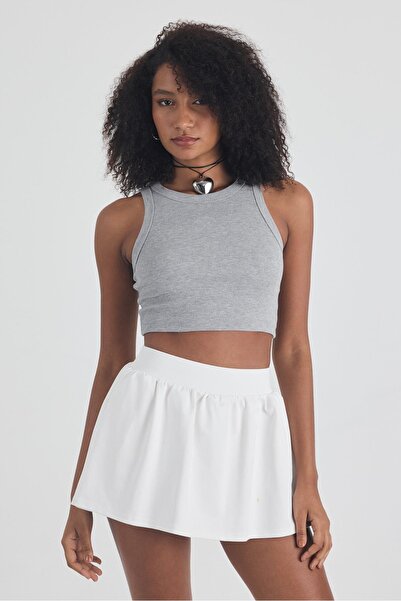 FİHA /3049-ΓΥΝΑΙΚΕΙΑ ΚΑΜΙΝΑΡΔΙΚΗ ΜΠΑΝΙΕΡΑ CROP - ΓΚΡΙ