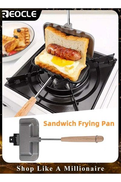 REOCLE Sandwich Maker with Double-Sided Breakfast Sandwich Baking Pan Nonstick Sandwich Skillet Frying Pan