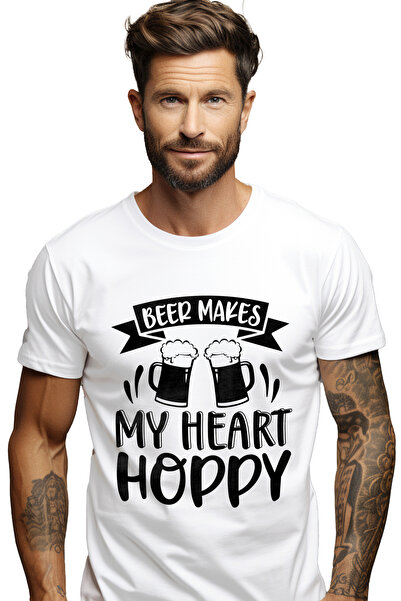 StoryGift Romania Tricou Barbati Cu Mesajul "berea Imi Face Inima Fericita" -...