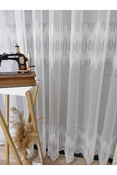 Taç Farbateks Planting Crown Lavinia Model 1E2Kat Pleated Wrinkle-Free Ironing Tulle Curtain