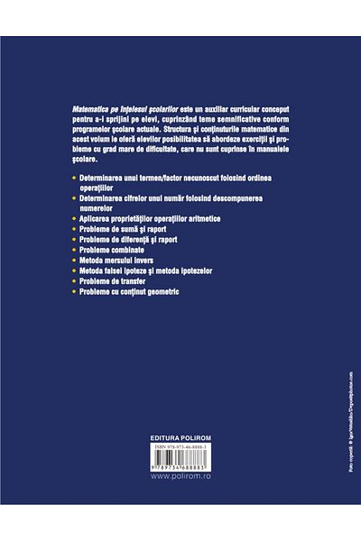 Polirom Matematica in ochii scolarilor - Genoveva FarcasDaniela Palaga Elena TudoseMarcela Gorgan