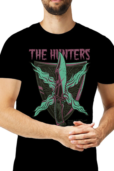 StoryGift Romania Tricou Barbati Cu Text In Engleza The Hunters, Cutit Stil B...