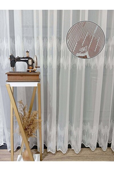 Taç Farbateks Planting Crown Lavinia Model 1E2Kat Pleated Wrinkle-Free Ironing Tulle Curtain