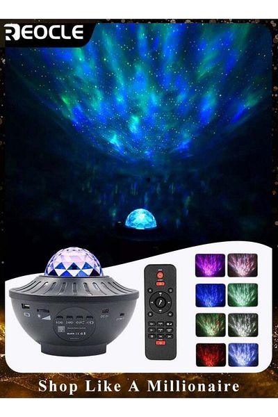 REOCLE Galaxy Star Projector 3 in 1 Night Light 10 Color Bluetooth Night Lamp