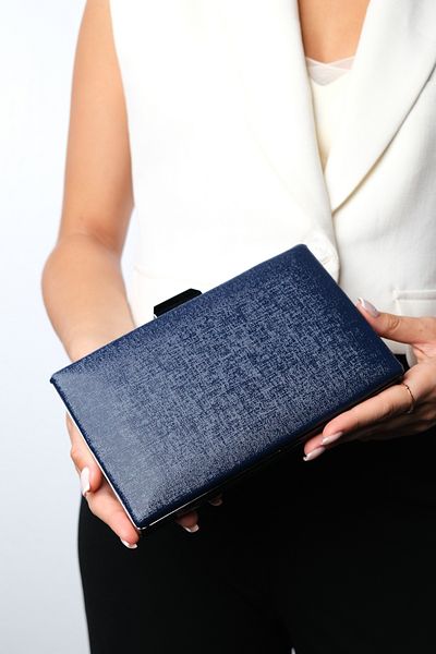 LuviShoes Geantă pentru rochie de seară pentru femei DEZY bleumarin texturată