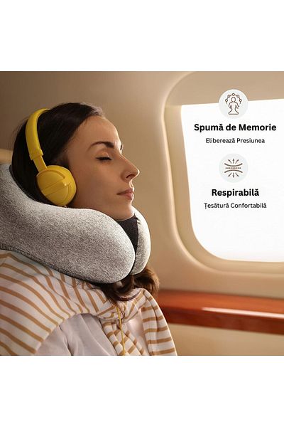Velixo Travel Pillow, Memory Foam, Neck Support, Adjustable, With Eye Mask, Ear Plugs, Bag, Pain Relief