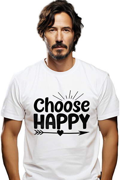 StoryGift Romania Tricou Barbati Cu Inimioara Si Textul "choose Happy" - Aleg...