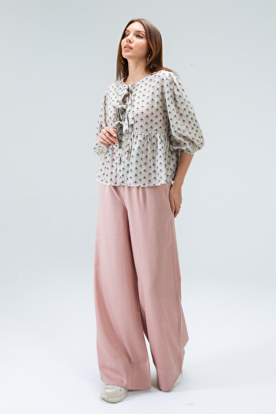 Tt Line Women's Palazzo Pants Viscon Pants Powder Pink Pants Loose Cut Pants