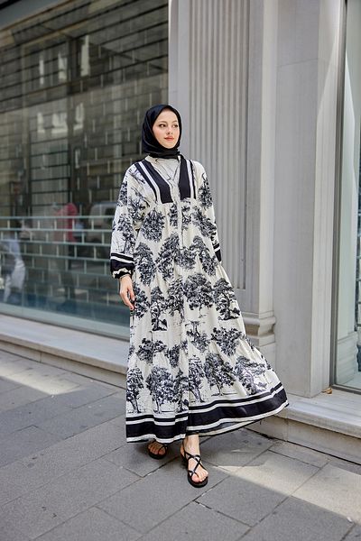 LOCCO Women's Tree Patterned Dress Black