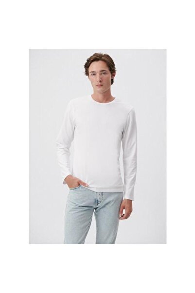 Mavi Ανδρικό μακρυμάνικο λευκό μπλουζάκι Basic 062477-23248