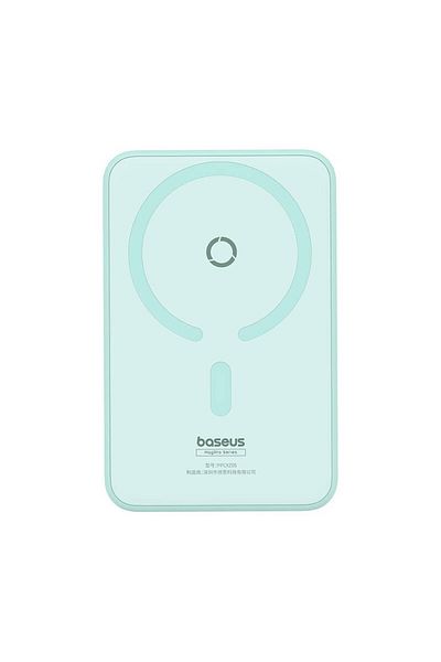 Baseus Baterie externă, Baseus, magnetică, USB-C, 5000mAh, 20W, cablu Type-C, 3A, 30cm, magnetică, verde