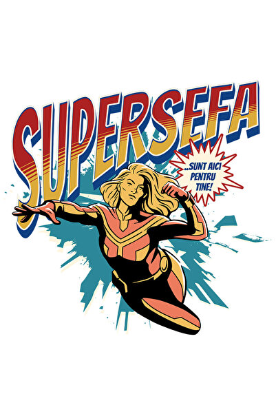 StoryGift Romania Sticker Autocolant 70CM Super Sefa, SuperErou Sunt Aici Pen...