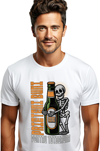 StoryGift Romania Tricou Barbati Prieteni Bere Schelete Om Cu Cu Imprimeu Pe ...