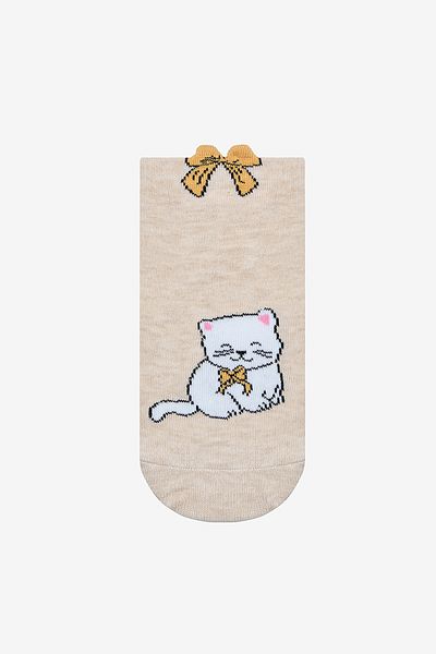 Penti Bowtie Cat Beige Weiß 3-teilige Booties-Socken