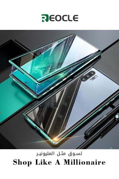 REOCLE جراب مغناطيسي من الزجاج المقوى المغناطيسي ذو الوجهين لهاتف Samsung Gal...