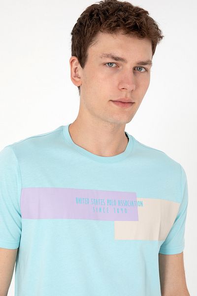 U.S. Polo Assn. Men's Regular Fit Crew Neck Aqua T-Shirt 50299857-Vr007