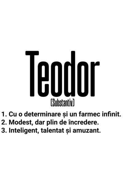 StoryGift Romania Sticker Eticheta 50CM Cu Numele Teodor, Determinare, Modest...