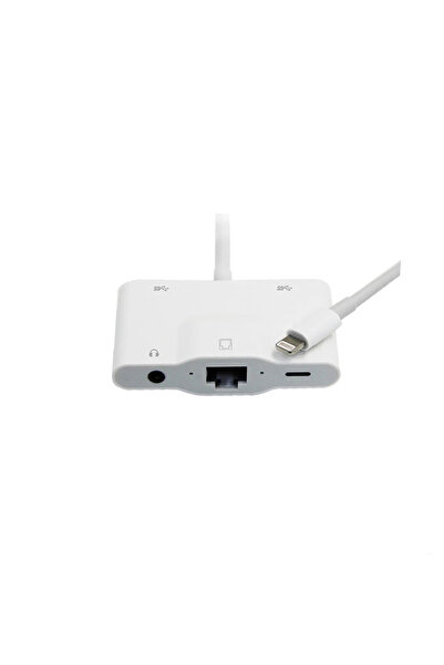 schitec 5in1 Lightning to Ethernet RJ45 2xUsbA Şarj Kulaklık Girişli Dönüştürücü Adaptör