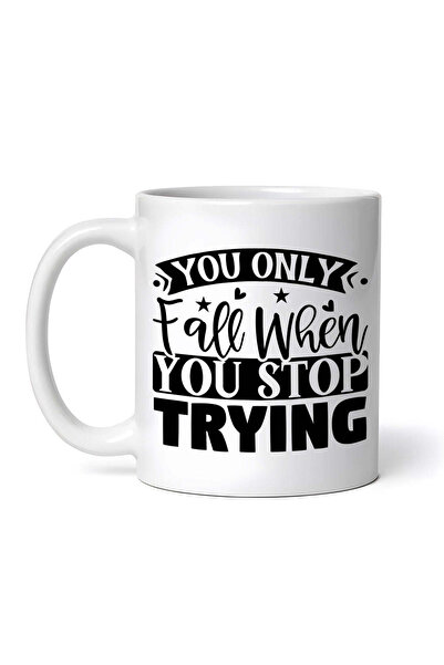 OEM Cană albă personalizată, Cazi doar atunci când nu mai încerci, INOVATIX®....