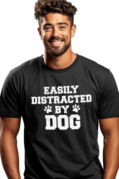 StoryGift Romania Men's T-shirt for those who are easily distracted by dogs with text in English STG