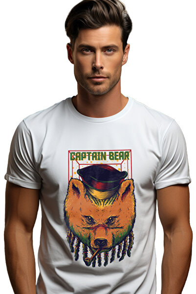 StoryGift Romania Tricou bărbătesc cu portretul unui urs cu dreadlocks, pălăr...