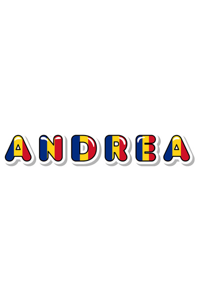 StoryGift Romania Sticker Autocolant 70CM Cu Numele Andrea, Romania, Suporter, Steagul Romaniei, Patriot cu Marg