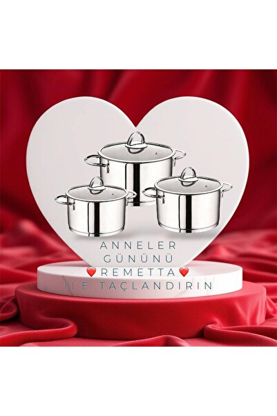 Remetta ANNA SİLVER 6 PRÇ. PASLANMAZ ÇELİK TENCERE SETİ
