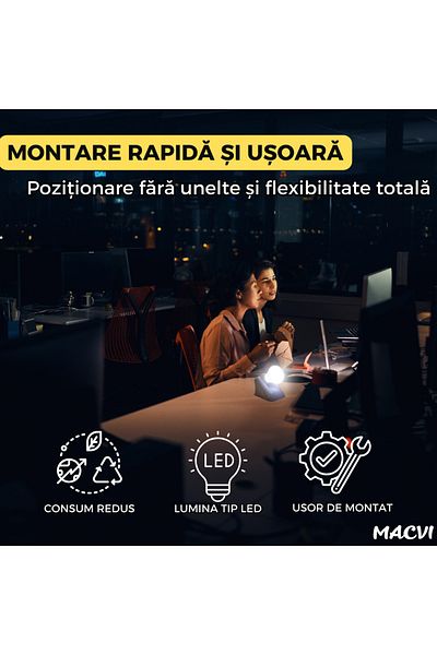 MACVI Macvi® portable LED bulb set of 4 pieces wireless night light battery operated white