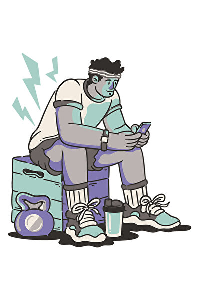 StoryGift Romania Sticker Autocolant 70CM Cu Barbat, Telefon, Gym, Greutati, Fitness, Iubitori De Sport, cu Mar