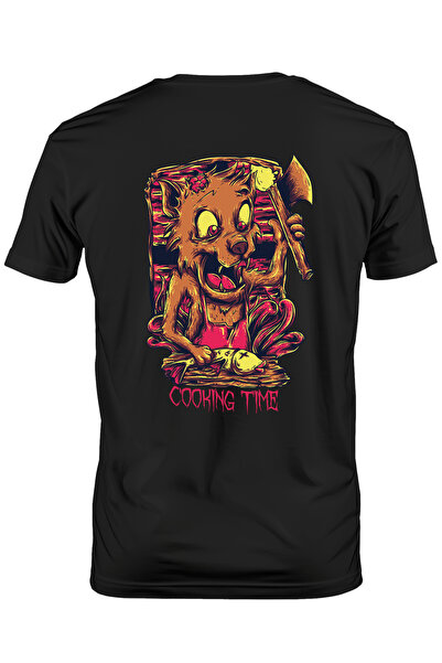 StoryGift Romania Tricou bărbătesc cu portretul unei pisici nebune cu un topo...