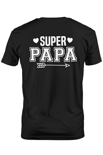 StoryGift Romania Men's T-shirt for a beloved father with the message in English "Super papa" - hearts with STG print
