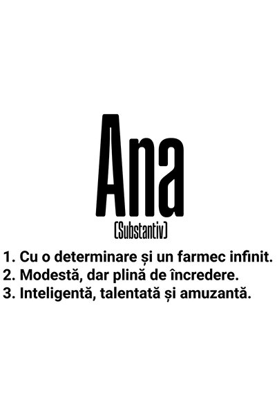 StoryGift Romania Sticker Eticheta 50CM Cu Numele Ana, si Mesaj Motivational,...