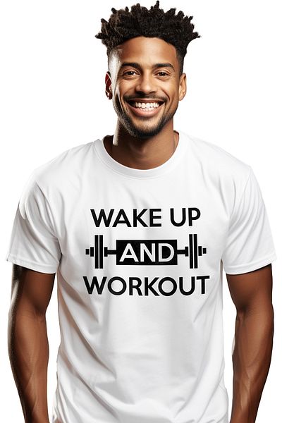 StoryGift Romania Men's T-shirt for those who go to the gym with the message "Wake up and workout" - trezes STG