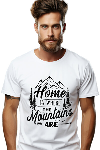 StoryGift Romania Men's T-shirt with a mountain landscape and the text "Home ...