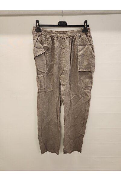 della moor Mink Women's Italian Narrow-Leg Straight-Leg Linen Trousers Size 3...